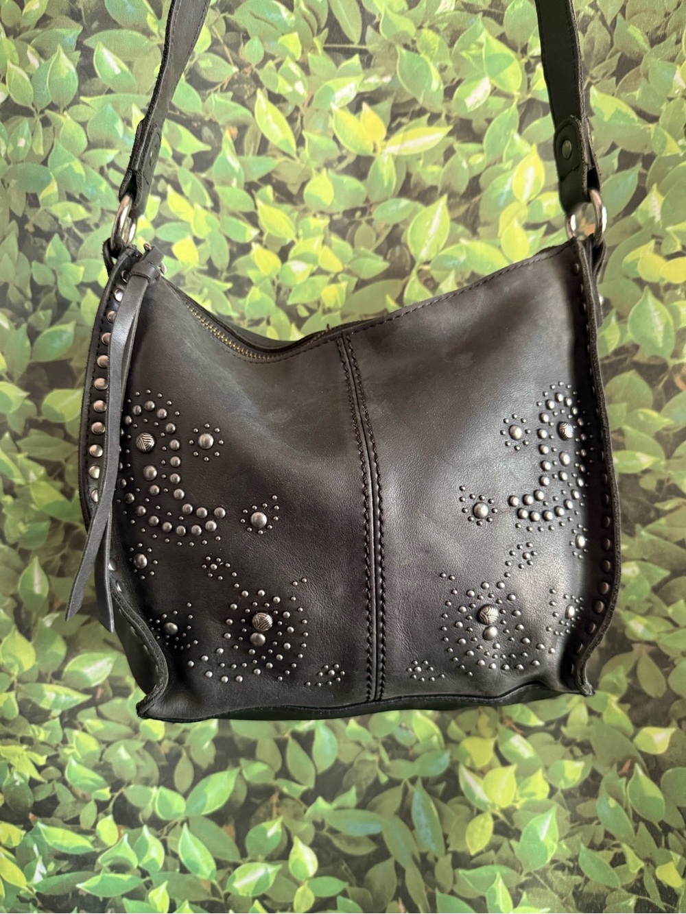 The Sak Black Leather Hobo with Stud Accent